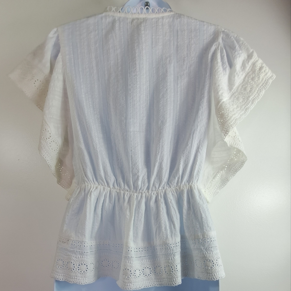 Express Embroidered Off White Cotton Top Size XS - Picture 8 of 14